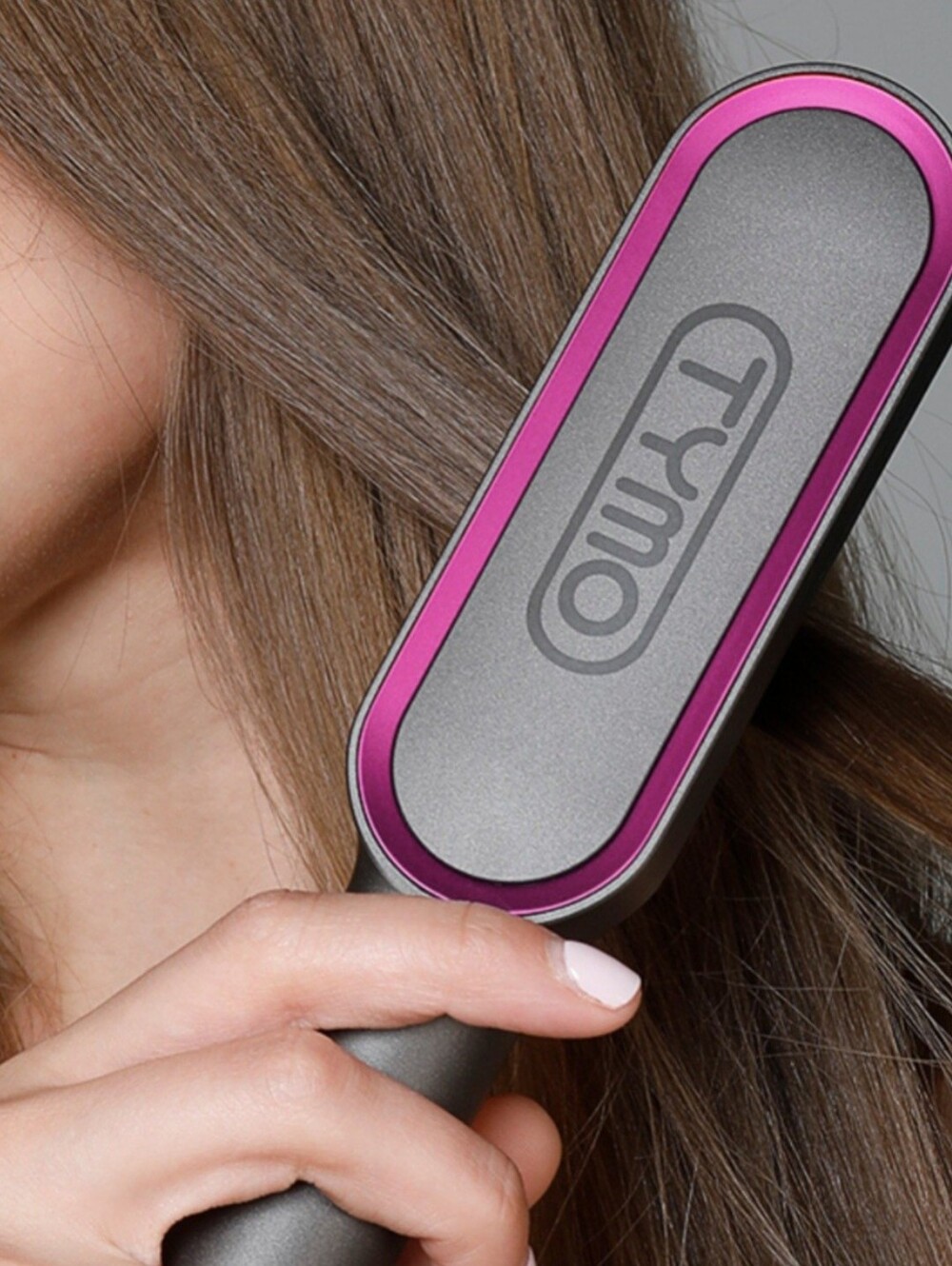 Tymo Pink-Trim Ring Hair Straightening Brush Comb NEW